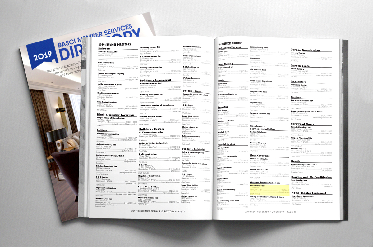 Front cover and page detail of BASCI Directory